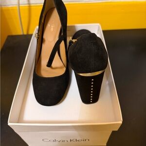 Calvin Klein Black Heels with Gold Accent
